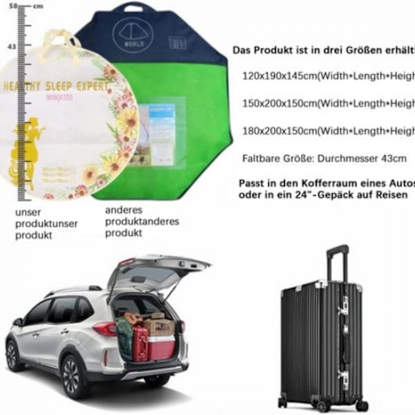 ##/Myggnät, 180*200*150cm, dubbel dragkedja##/