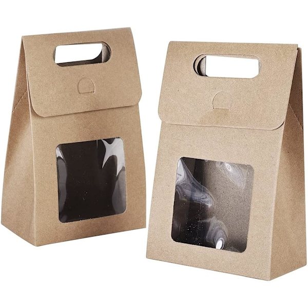 2 stycken presentpåsar, papperspresentpåse, presentpåse med fönster, presentpåse
