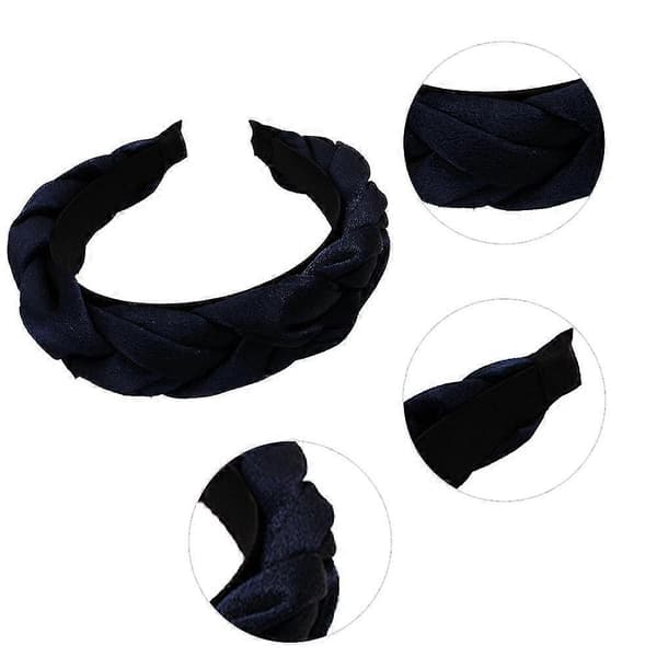 Hårband för kvinnor Sammet Flätade Hårband Mode Hårband Kors Hårtillbehör navy blue