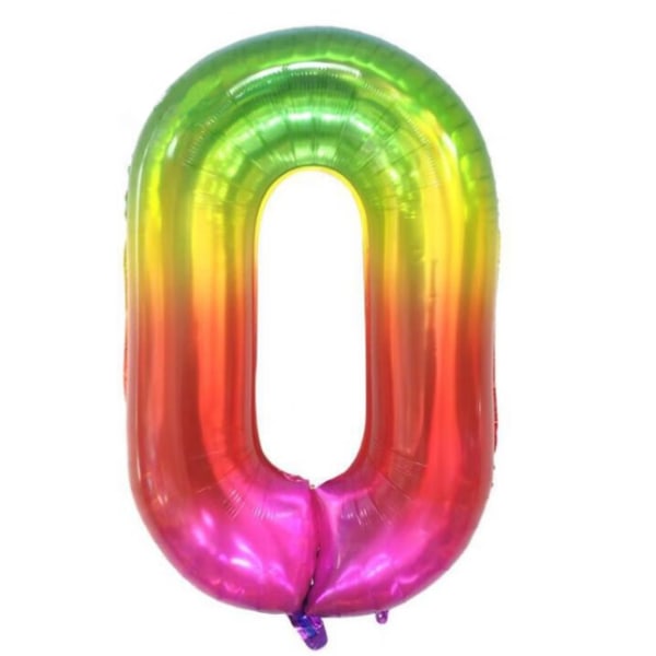 Fødselsdagsballoner 0 år Farverige - Stor ballon nummer 0 nummer
