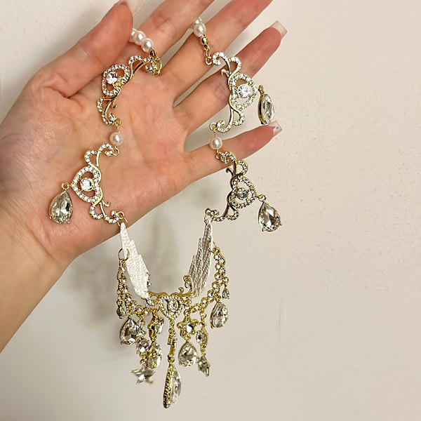 ##/Overdreven hvidgulds sommerfugl halskæde choker kraveben kæde##/