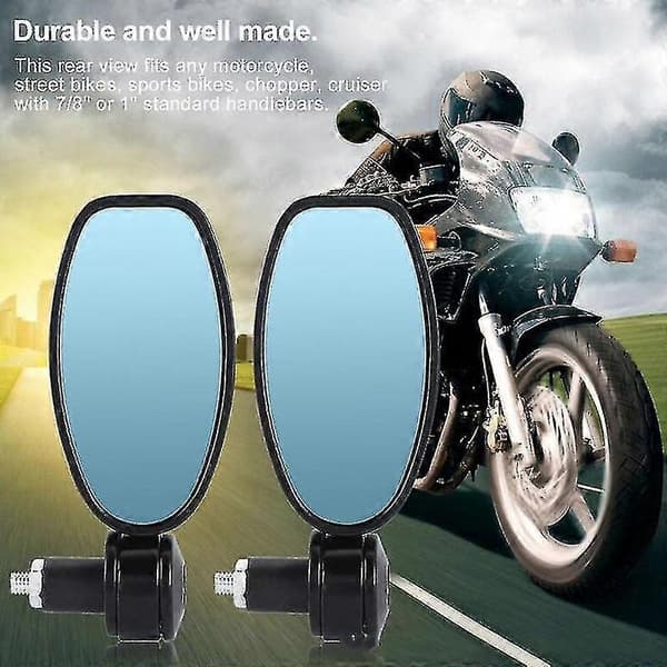 Motorcykelbackspegel - Omklädd Spegel - Svart - 22mm