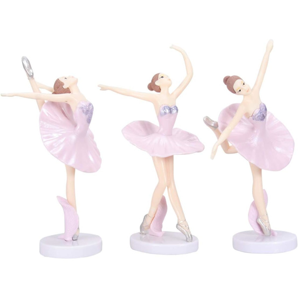 3 stk. balletfigurer i plastik til bordpynt dansende gi
