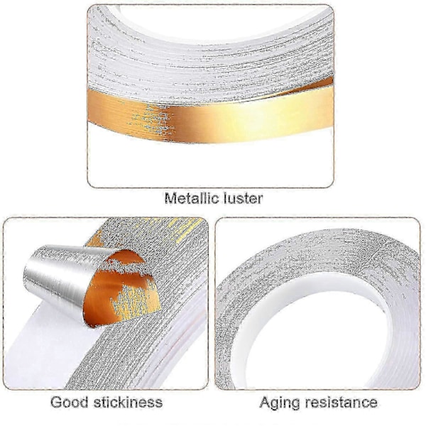 3 Rullar Dekorativa Remsor Självhäftande Guldtejp Metalliserad Polyesterfolie Guld Washi Tejp För Accentvägg Detaljering Grafik Bil Och Båt Utsmyckning