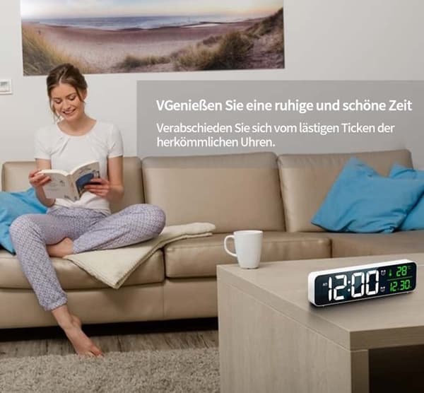 Digital & vekkerklokke nattbordsklokke LED-skjerm dato temperaturvisning