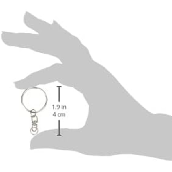 Ring til nøglering med kæde - 80 stk., Metal, 25 mm