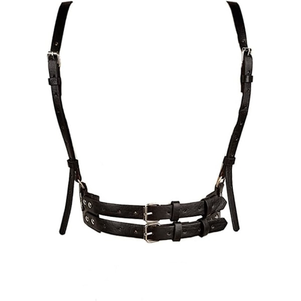 ##/Punk Midjeharness Bälte Läder Kropp Bröstkedja Svart Goth Väst##/