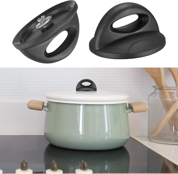 Sort - Sæt med 4 Grydelåg Knapper, Grydelåg Knapper, Udskiftningsknapper
