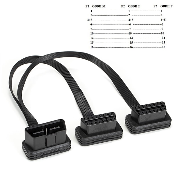 ##/OBD2 Kabelkontakt Bil OBD2 16-polig 2-i-1 Konverterad Diagnostisk Förlängningskabelkontakt Adapter##/