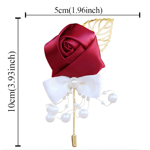 ##/8 stk. Bryllupstilbehør Dekoration Pige Brudepige Boutonniere Prom Fest Corsage Bryllupsdekoration Gave (Vinfarvet)##/