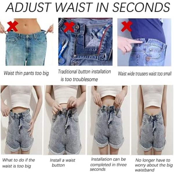 10 stk Jeansknapper, 17mm Avtakbare Metall DIY-knapper, Justerbar