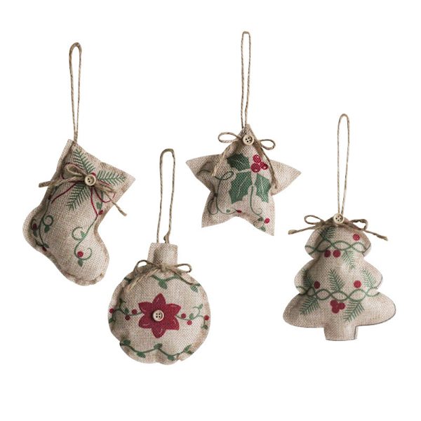 Julekuler i jute (12 stk) - 3 stk X 4 modell julepynt