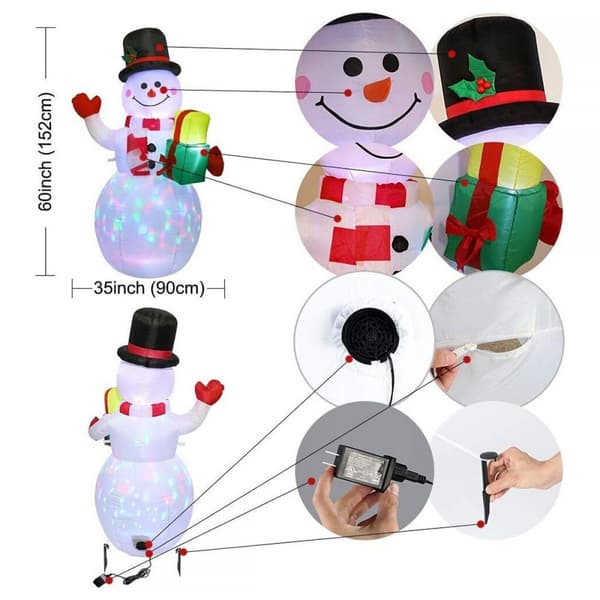 Juldekoration uppblåsbar snögubbe med LED-lampor