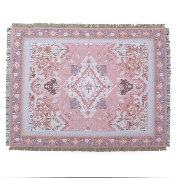 1 stk 160x130cm Plaid tæppe Pink mønster strikket dekoreret med