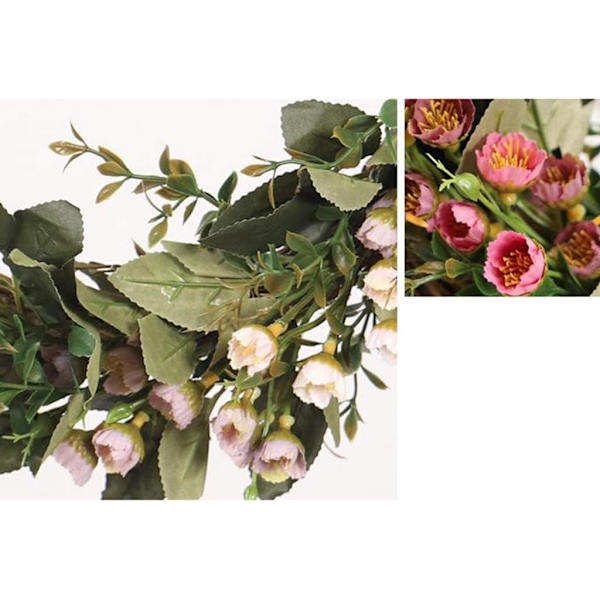 Vårfloral krans, 16\" konstgjord dörrkrans med eukalyptusblad