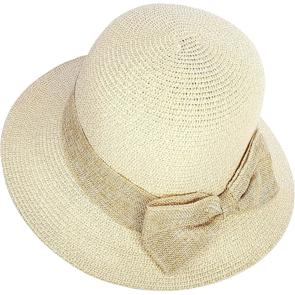 Dame Foldbar Halm Solhatt Rullkant Sommer UV Strand Solhatt
