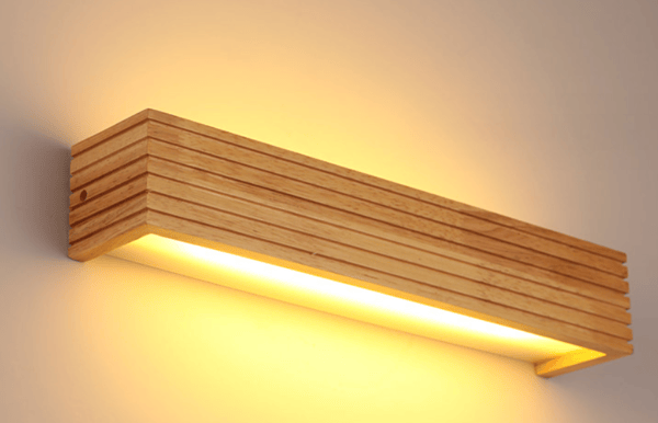 Moderne Japansk Eik Vegglampe Nordisk Massiv Trevegglampe for Seng