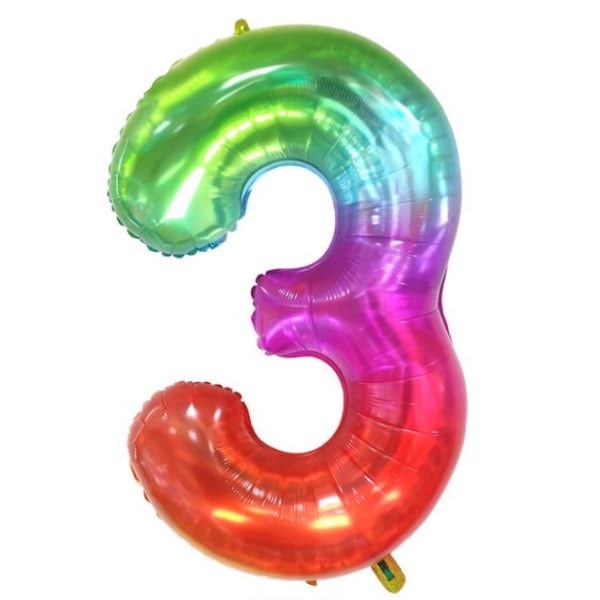 Färgglada 3 års födelsedagsballonger - Stort nummer 3 ballongnummer