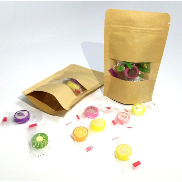 ##/100 kpl 9 * 14 cm Pussit Kraft-paperista vetoketjulla ja ikkunalla Min##/