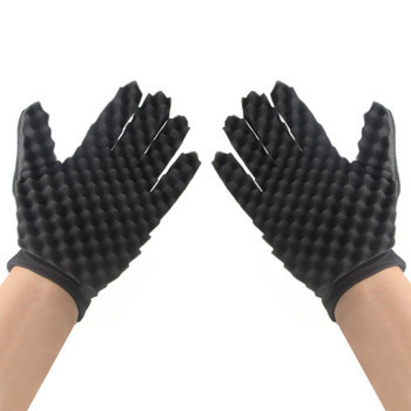2 st Magic Curly Sponge-handskar för frisörer Vågig Svart Smutsig Brai