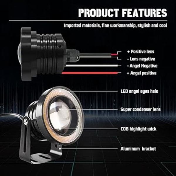 2 x 2,5 tum LED dimljuslampa 12V 30W 6000K dagsljus