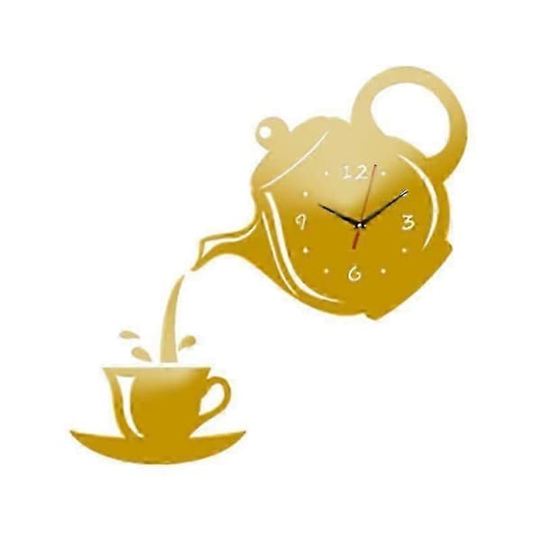 3D Vægur Akryl Kaffekop Tekander Perfekt Kunst Dekorer Moderne Væghængt Ur Til Hjemmet