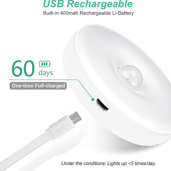 Sæt med 6 LED-lamper med bevægelsessensor, LED-lys med batteri