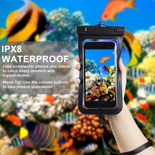 2 stk. Vandtæt Smartphone Pose (Hvid 21,5 x 10,5 cm), PVC Vand