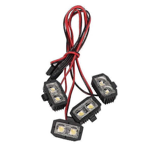 1/10 RC Bil LED Frontlykter - 8LED Hvitt Lys, Slitesterk, Plastskall, 5-7.4V RC LED Lys