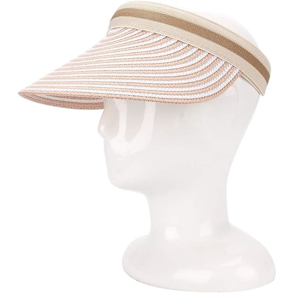 Sommerhatt for kvinner med bred brem, rosa stråhatt, rosa stråhatt