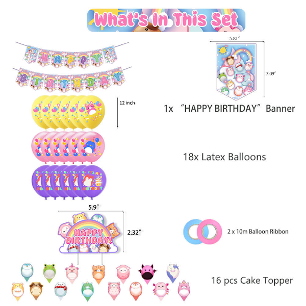 ##/Ballongset för Squishmallows-temafest##/