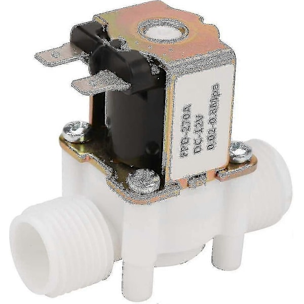 Magnetventil, DC 12V G1/2\" NC Plastik Vandindløbsmagnetventil 0,02-0,8 Mpa Normalt Lukket Elec