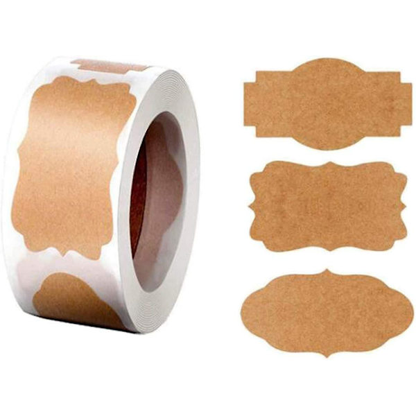 2 Ruller Gavemerkelapper, 1,2&quot; X 2&quot; Selvklebende Gaveklistremerker, Naturlig Kraftpapir