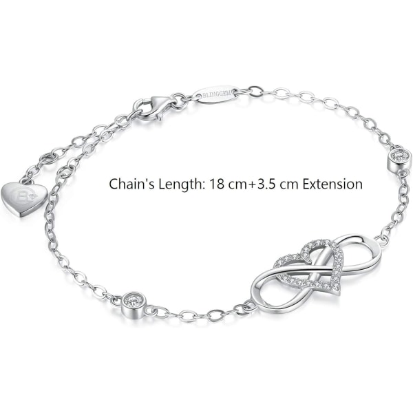 Dams armband 925 sterling silver i vitpläterad 5A kubisk zirkonia