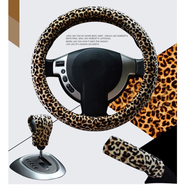 3 i 1 Myk Leopard Rattskinn Deksel Håndbrems Deksel