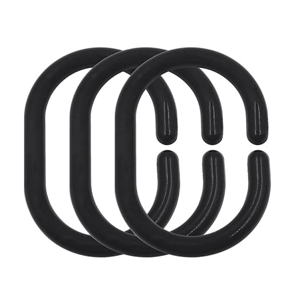 24 st Svarta Gardinringar, Plast Duschringar, C-formade Duschringar