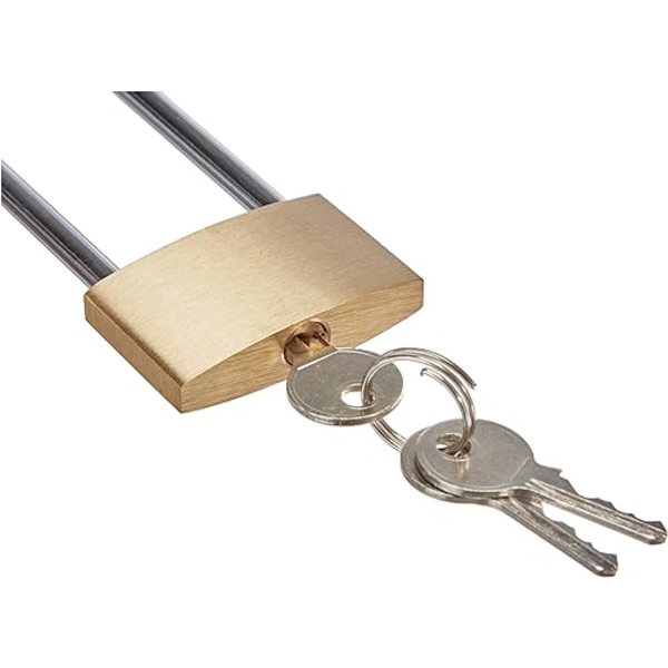 Mässinghänglås, extra hög båge, Guld, 40 mm