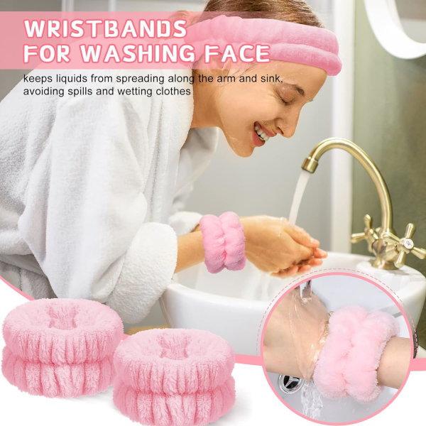 3 stycken Face Wash Pannband och armband Set Facial Spa Headba