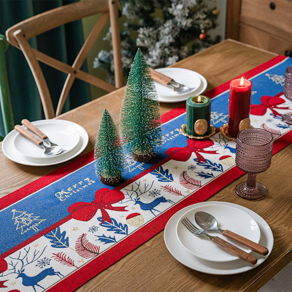 ##/Julebordflag med frynser, dug, 35*220cm##/