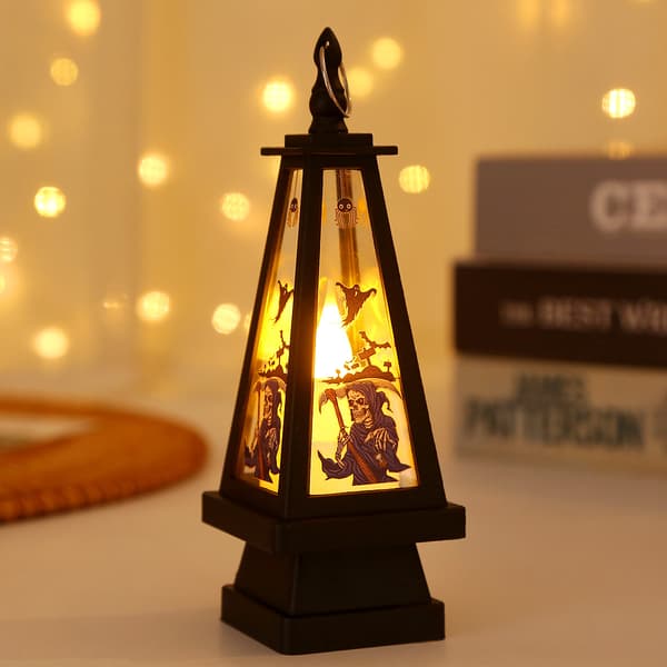 ##/Halloween triangelformad vindlampa - skalle, Halloween LED-ljus##/