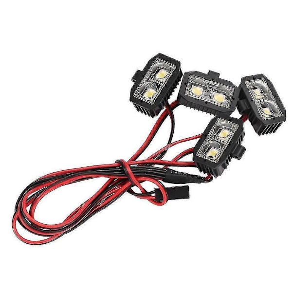 1/10 RC Bil LED Frontlykter - 8LED Hvitt Lys, Slitesterk, Plastskall, 5-7.4V RC LED Lys
