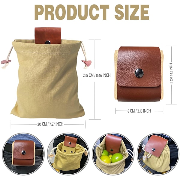 Foraging Bag, Sammenleggbar Bushcraft Bag, Voksduk Foraging P