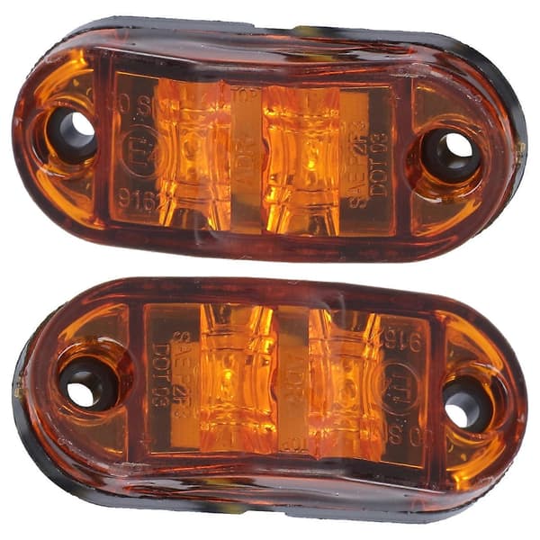 10-30V 2LED Sidemarkeringslys Høy Lysstyrke Blinklys Lampe for Biler Lastebiler Tilhengere Bobiler Gul