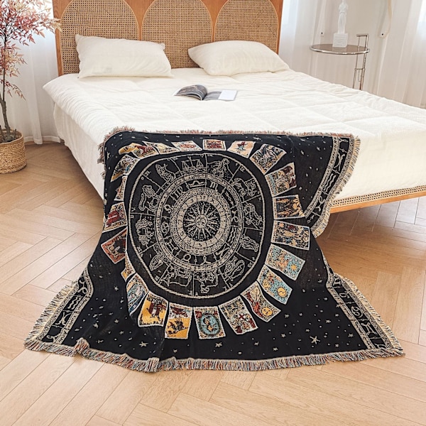 1 kpl 160x130cm Neulotu Peitto, Reunat Fransuilla, Boheemi
