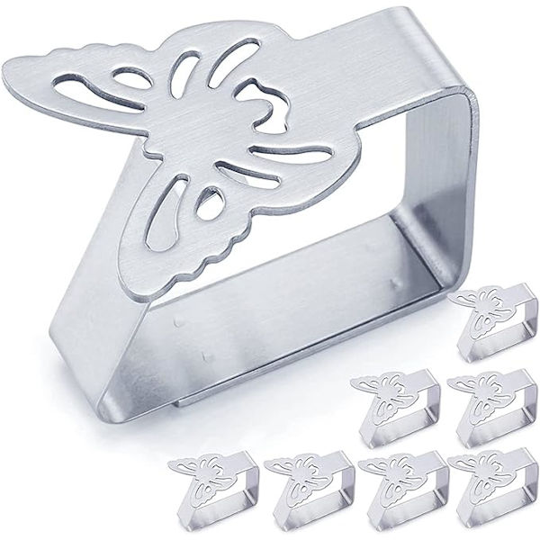 Sæt med 8 clips (sommerfugle) til dekoration af tykt rustfrit stål