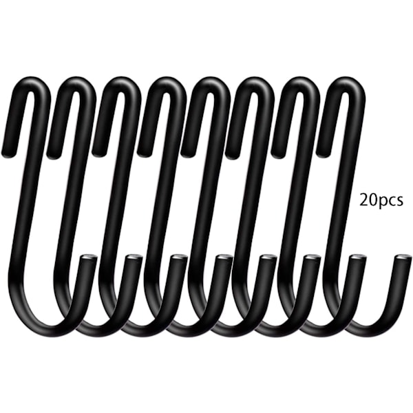 20 st 6 cm tunga S-formade krokar för kök, badrum, sovrum och kontor