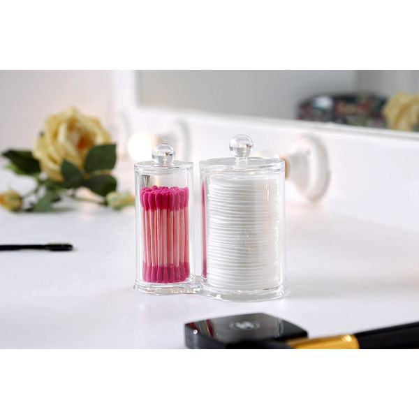 1 stk Bomuldspodæske 2 Runde Æsker Transparent Akryl Makeup St