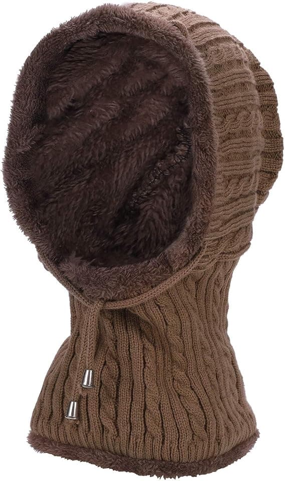 2-i-1 Varm Fleece Hue - Kaffe Vinter Halsvarmer Ørevarmere Cykling