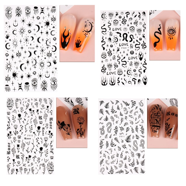 ##/4 ark nagelklistermärken (svarta)##/