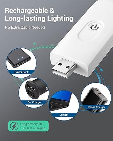 USB Genopladelig Boglæsningslampe, Varmt Hvidt Lys, Justerbar Lysstyrke
